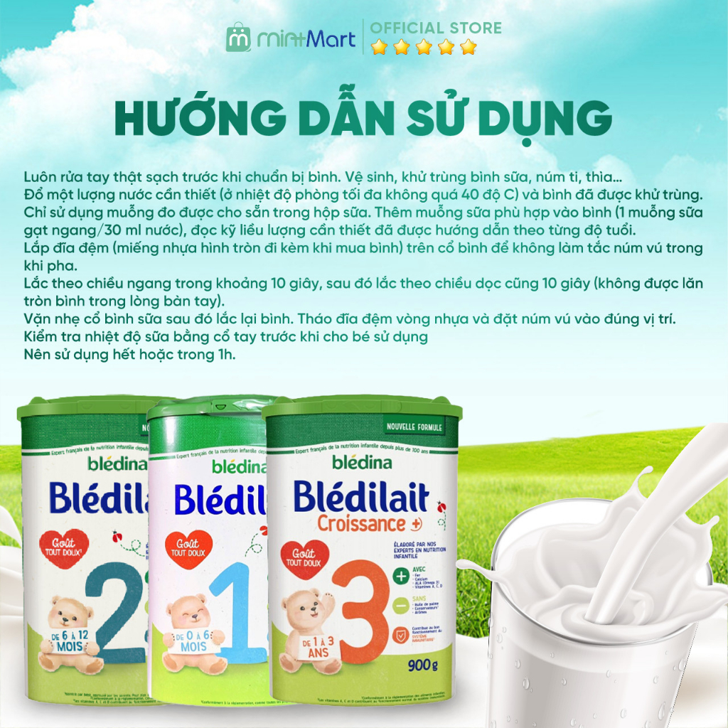 Sữa Blédilait 1,2,3 Pháp - Sữa Bledilait vị ngọt mát bổ sung dinh dưỡng cho bé- Sữa hạn chế bị táo bón