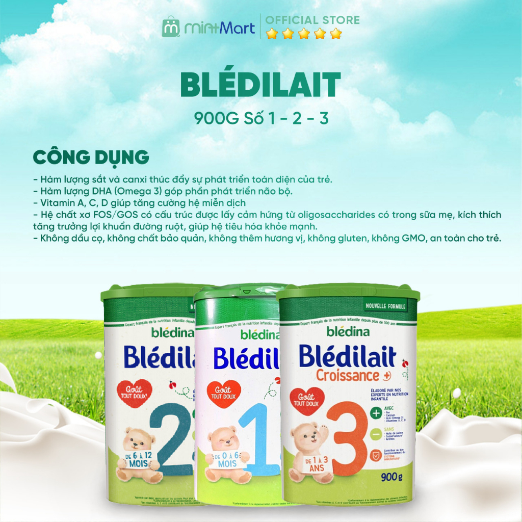 Sữa Blédilait 1,2,3 Pháp - Sữa Bledilait vị ngọt mát bổ sung dinh dưỡng cho bé- Sữa hạn chế bị táo bón