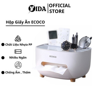 Hộp Đựng Giấy Ăn, Giấy Vệ Sinh Cao Cấp - Ecoco Đa Năng, Có Nhiều Ngăn Chứa Đồ Chưa Khăn Giấy Khác Nhau SP002377