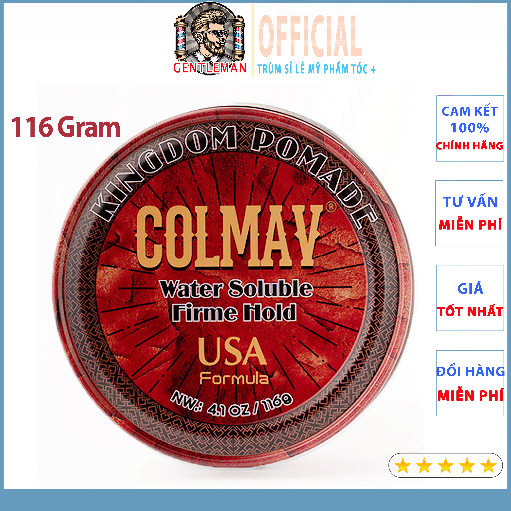 Sáp Vuốt Tóc Nam COLMAV Kingdom Pomade Red - 116Gram, Sáp Vuốt Tóc Hương Nước Hoa Giữ Nếp Cả Ngày Dài Bán Chạy Nhất 2023