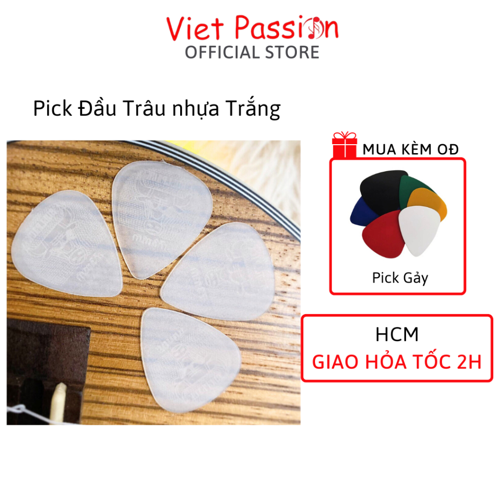 Pick Gảy Đàn Hình Đầu Trâu phím móng gảy màu trắng dễ lựa chọn Viet Passion HCM