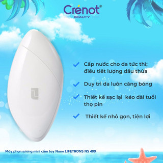 Máy phun sương mini cầm tay Nano LIFETRONS NS 400 tạo ẩm dưỡng da cấp nước tức thì giúp da mặt căng bóng mịn màng