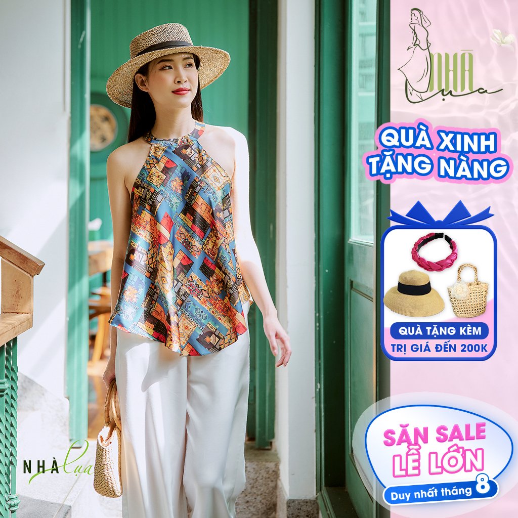 Áo Yếm Nữ Sang Chảnh Lụa Latin Sexy Quyến Rũ Mùa Hè - Set Áo Yếm Quần Ống Suông Sang Trọng Đi Chơi Nữ Nhà Lụa Yl006