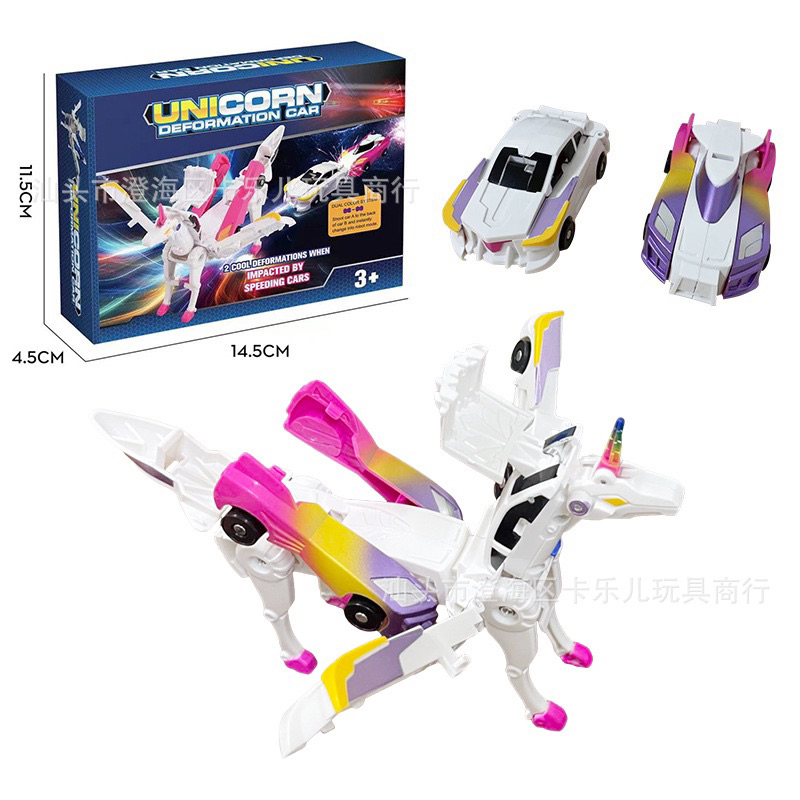 Đồ Chơi Oto Biến Hình Kỳ Lân Pegasus Tự Động, Hai Xe Ô Tô Biến Hình Robot Ngựa Unicorn Cho Bé Trai Bé Gái