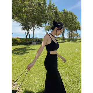 Đầm dây thun body dài xẻ tà trước cut out eo thời trang quyến rũ GAGO GG4465