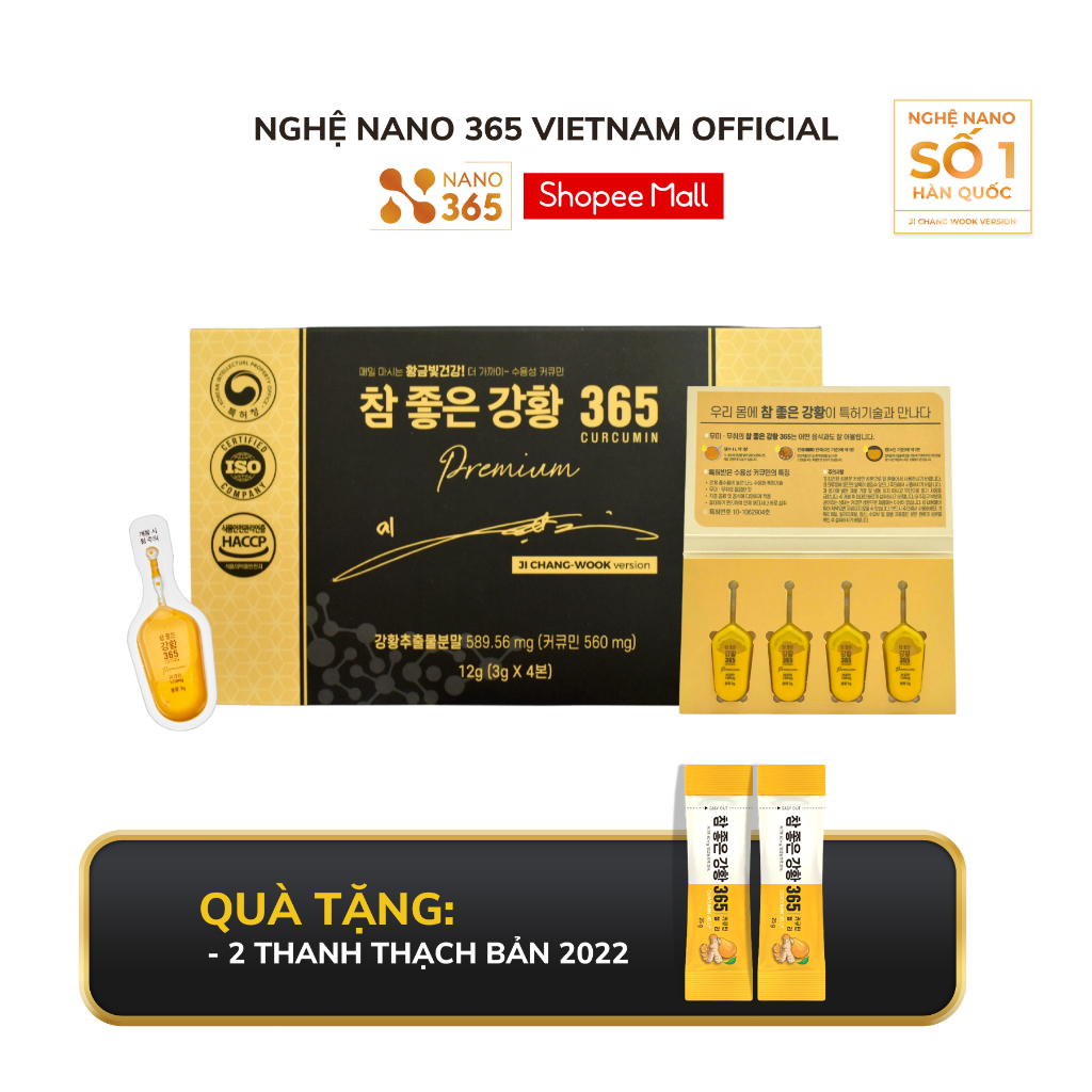 [BẢN NÂNG CẤP] Tinh Chất Nghệ Nano Curcumin 365 Premium Hàn Quốc Hộp 32 tép