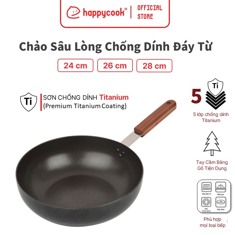 Chảo Sâu Lòng Chống Dính Đáy Từ Happy Cook 24cm OSWP-24IH