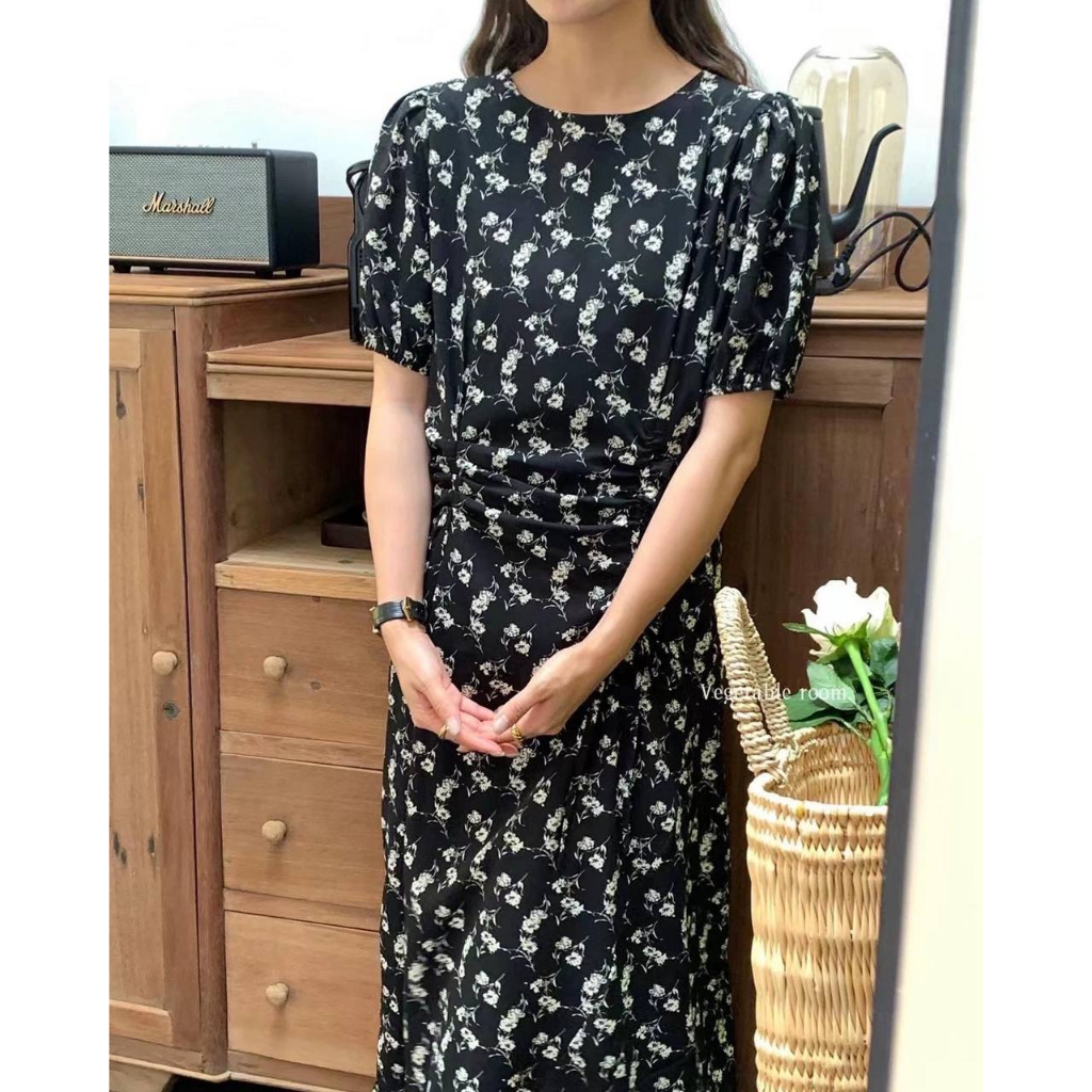 Đầm maxi hoa tay phồng dún eo Vegetable - Nhakholiti D858