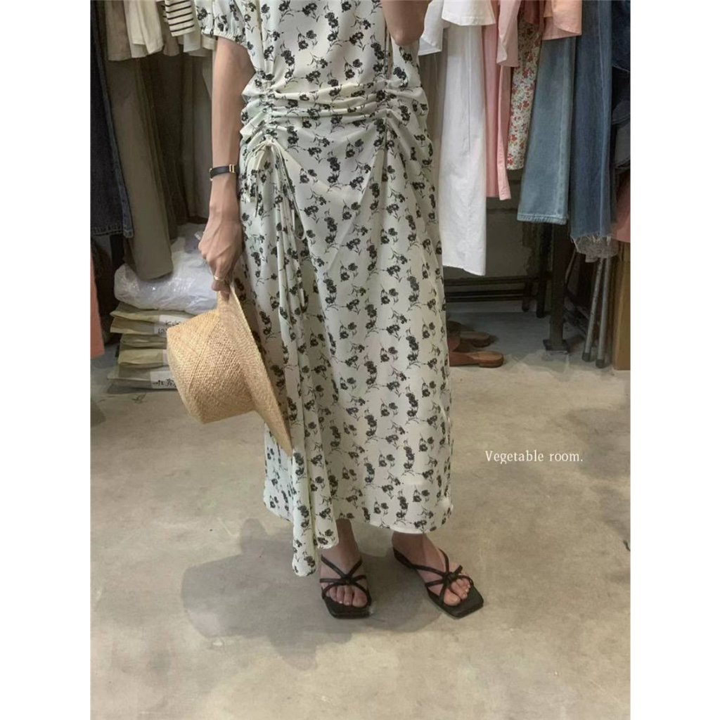 Đầm maxi hoa tay phồng dún eo Vegetable - Nhakholiti D858