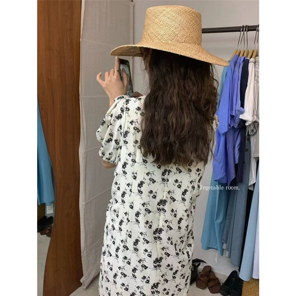 Đầm maxi hoa tay phồng dún eo Vegetable - Nhakholiti D858