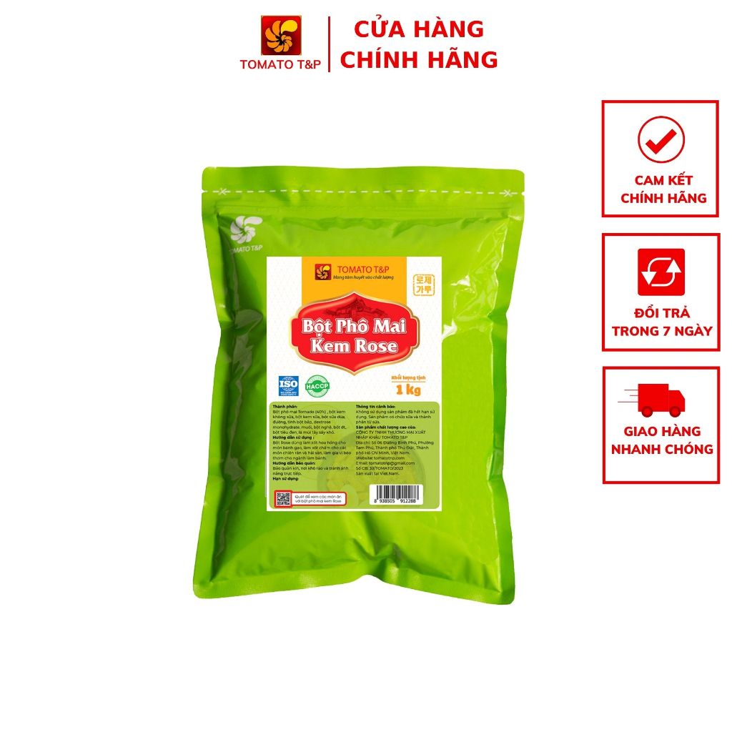 Bột Phô Mai Kem Rose dùng để nấu tokbokki - Gói 1Kg - Tomato T&P