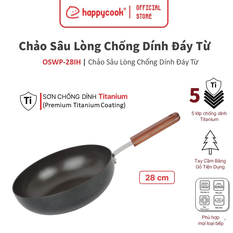 Chảo Sâu Lòng Chống Dính Đáy Từ Happy Cook 24cm OSWP-24IH