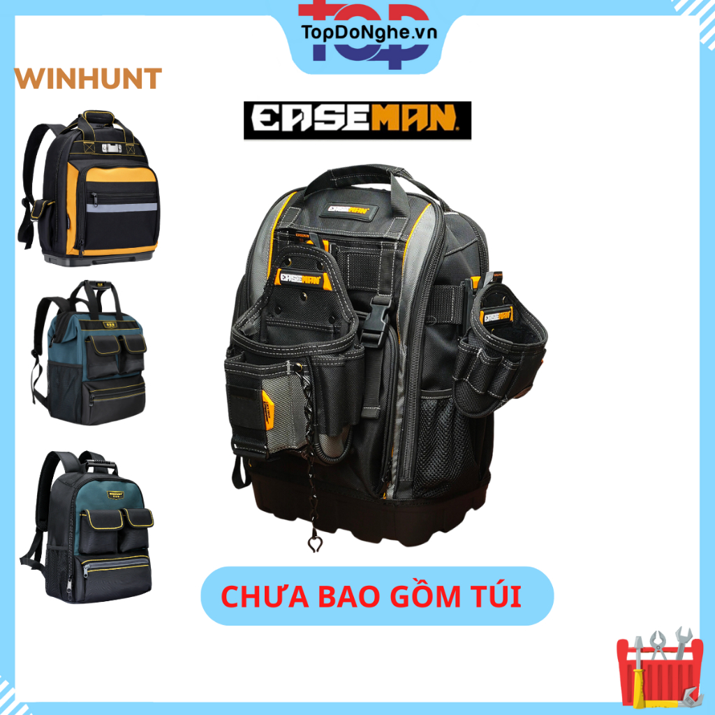 Balo đồ nghề WINHUNT cao cấp Balo đựng đồ nghề cơ khí sửa chữa điện nước, camera, thạch cao đế nhựa chống thấm nước