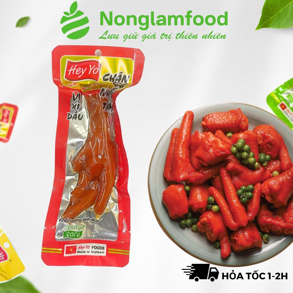 Chân gà cay xì dầu Hey yo 80g đồ ăn vặt chân gà Việt Nam đảm bảo vệ sinh an toàn thực phẩm