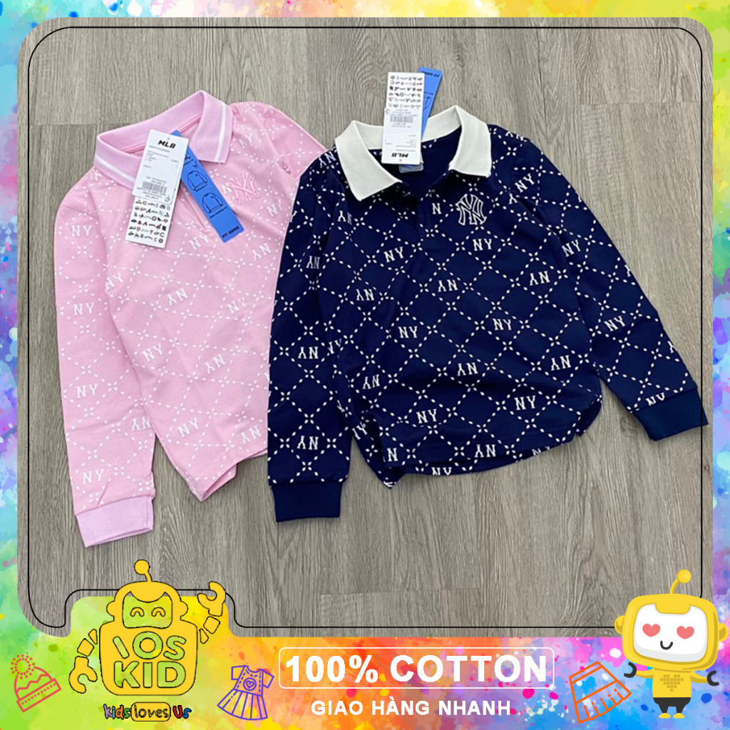 Áo polo hoạ tiết N.Y Mờ lờ bê cho bé trai bé gái size từ 20-45 cân