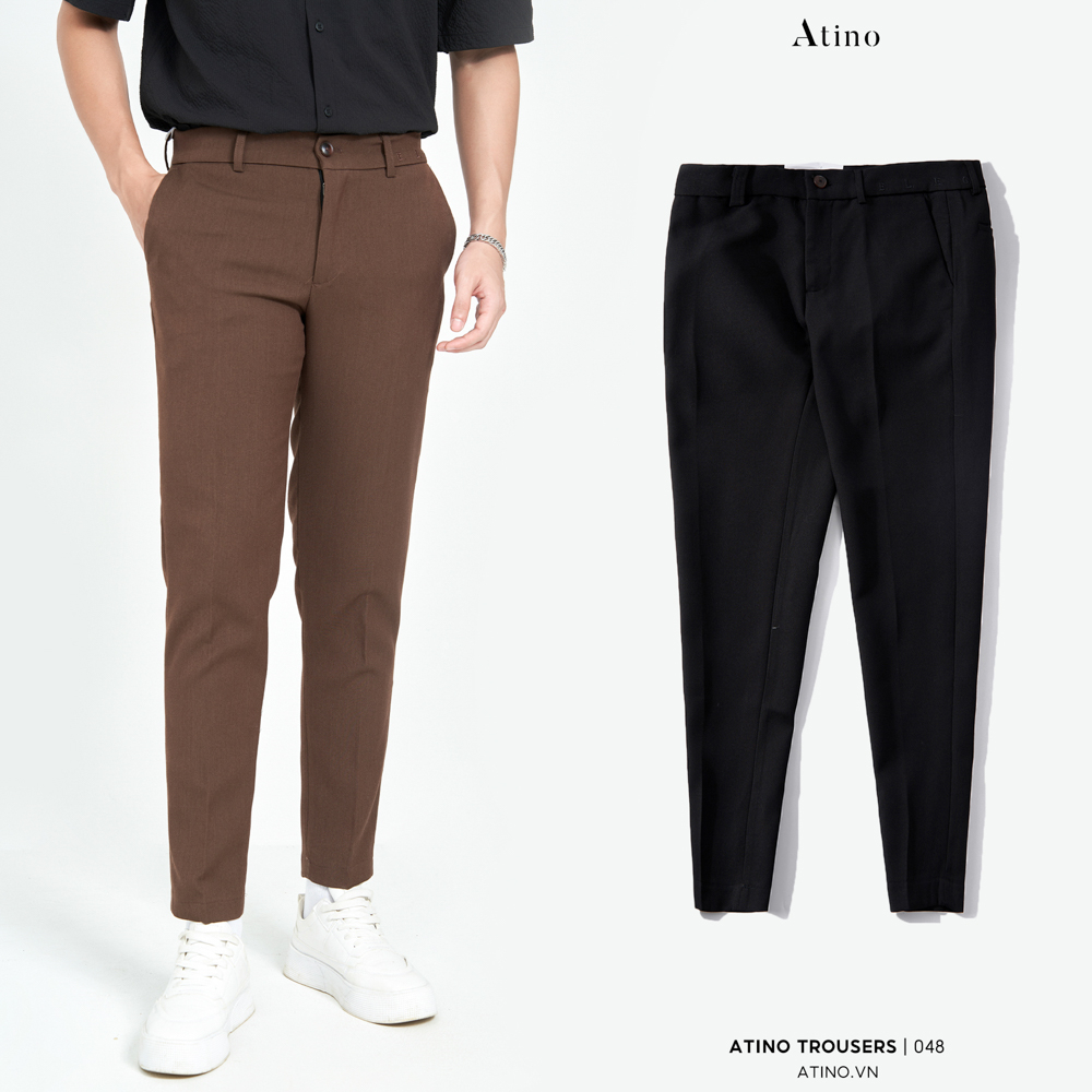 Quần Âu Nam Trơn ATINO Vải Polyester Co Giãn Pha Rayon Thông Thoáng Form Regular QA2.048