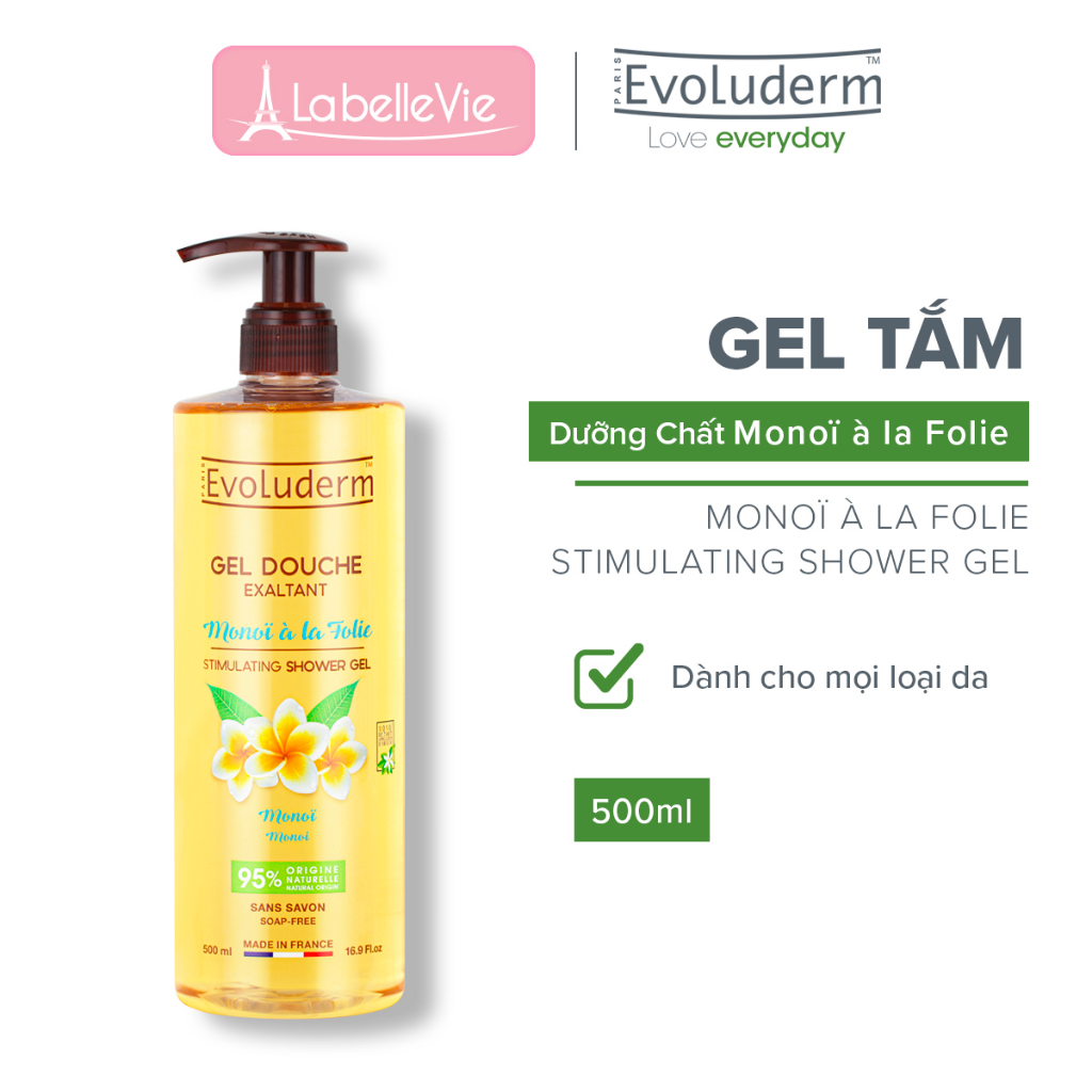 Gel tắm Evoluderm chiết xuất Hoa Monoi từ Tahiti 500ml