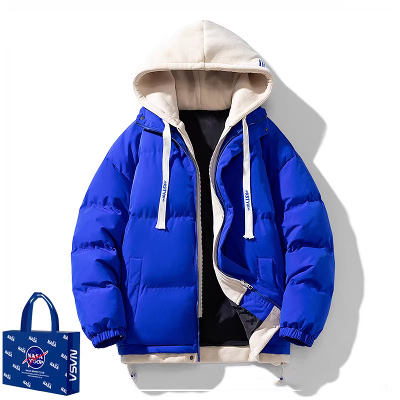 Áo phao nam unisex form rộng có mũ hàng quảng châu cao cấp
