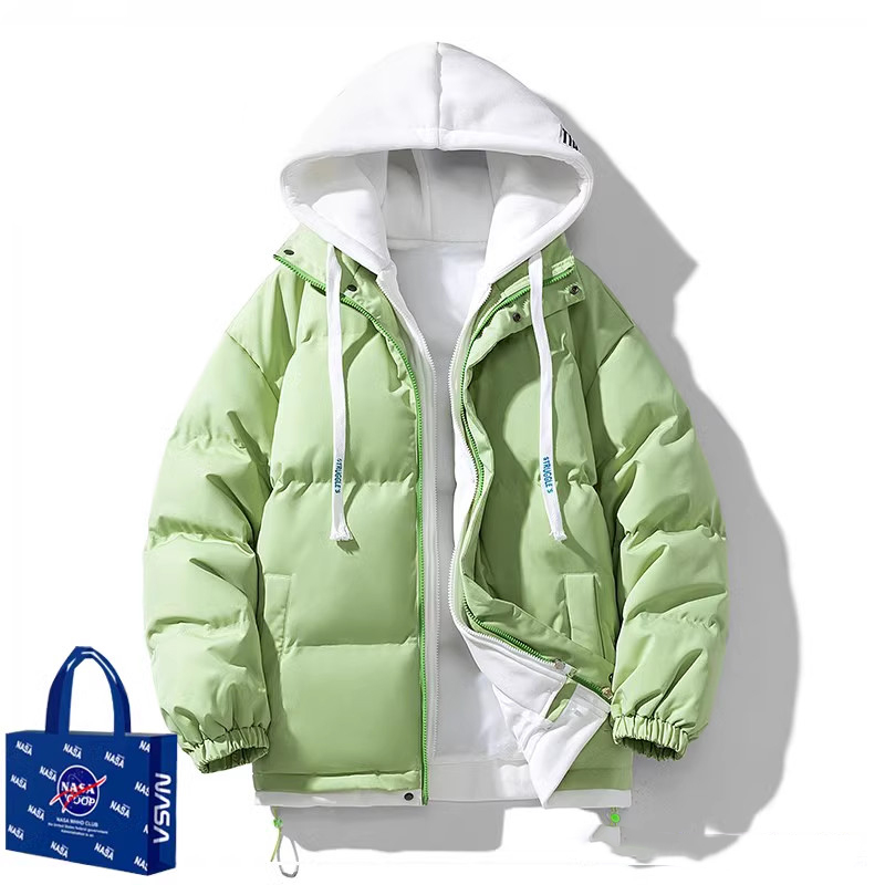 Áo phao nam unisex form rộng có mũ hàng quảng châu cao cấp