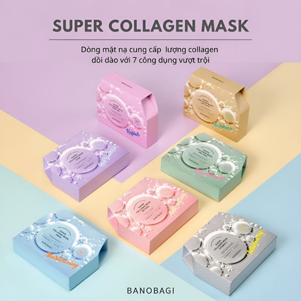 Mặt Nạ Giấy Banobagi Mask Super Collagen Retinol Dưỡng Trắng Da Cấp Ẩm Phục Hồi Giảm Mụn Kiềm Dầu Hàn Quốc 30ml