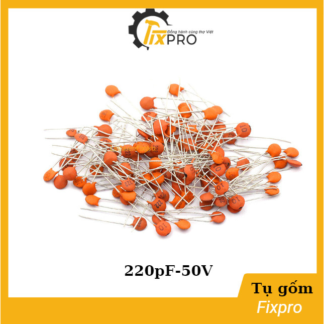 Tụ gốm nguyên khối 221 220pF 0.22NF 50V (túi 10c) chất lượng tốt