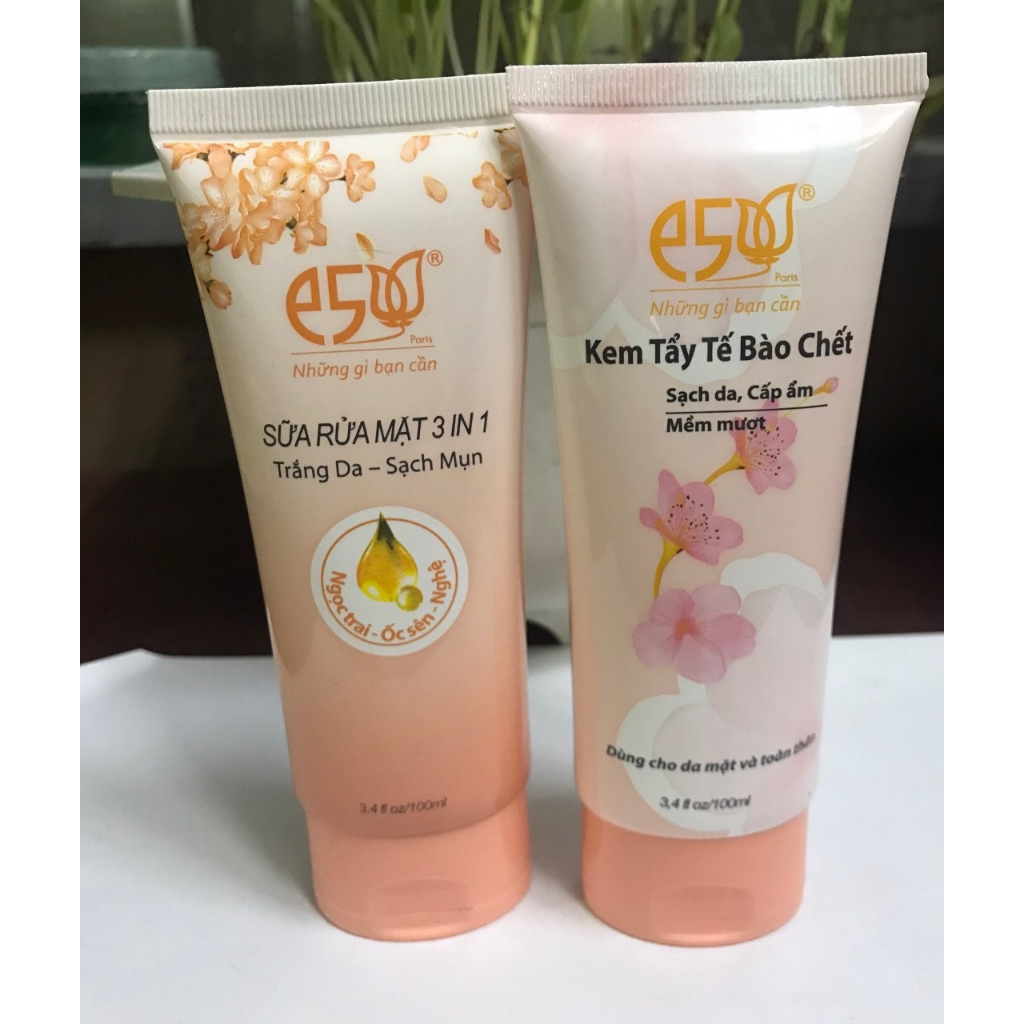 COMBO sữa rửa mặt và tẩy tế bào E5 100ML (MUA 2 BỘ TẶNG 1 BỘ )