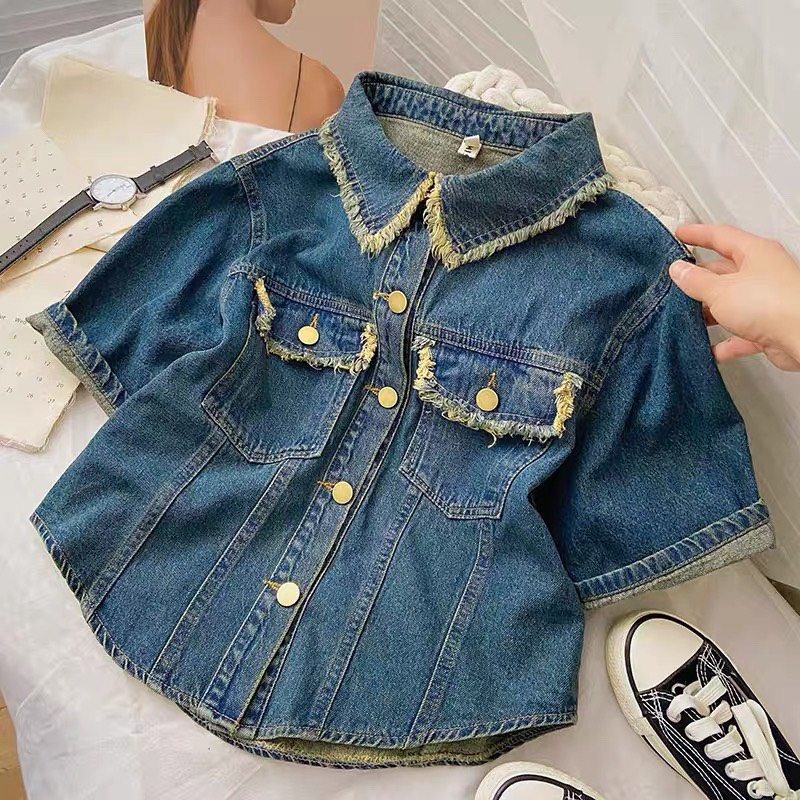 🍒🍒🍒  ÁO JEAN CROPTOP TAY NGẮN KIỂU KHOÁC LYIE