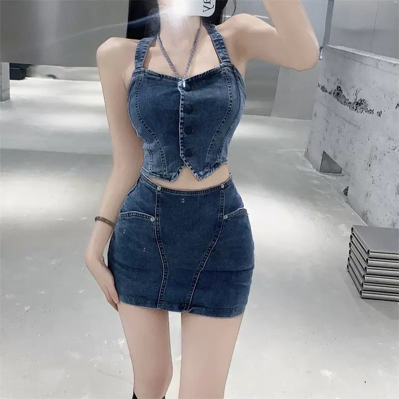 🍒🍒🍒ÁO JEAN CHÉO DÂY MẶT 2 KIỂU CÀI NÚC TÀ NHỌN HOT LYIE