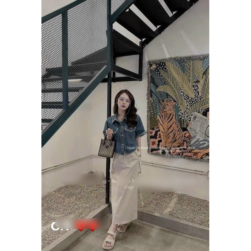 🍒🍒🍒  ÁO JEAN CROPTOP TAY NGẮN KIỂU KHOÁC LYIE