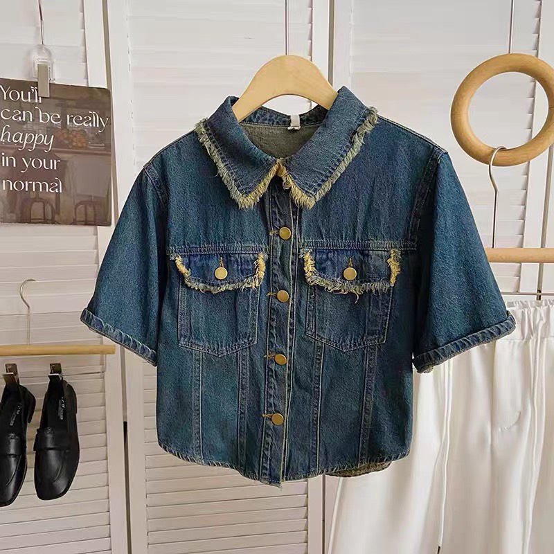 🍒🍒🍒  ÁO JEAN CROPTOP TAY NGẮN KIỂU KHOÁC LYIE