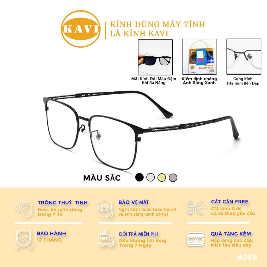 KAVI A17 Kính Titanium Đổi Màu Chống Ánh Sáng Xanh Cỡ Lớn Cho Người Mặt To