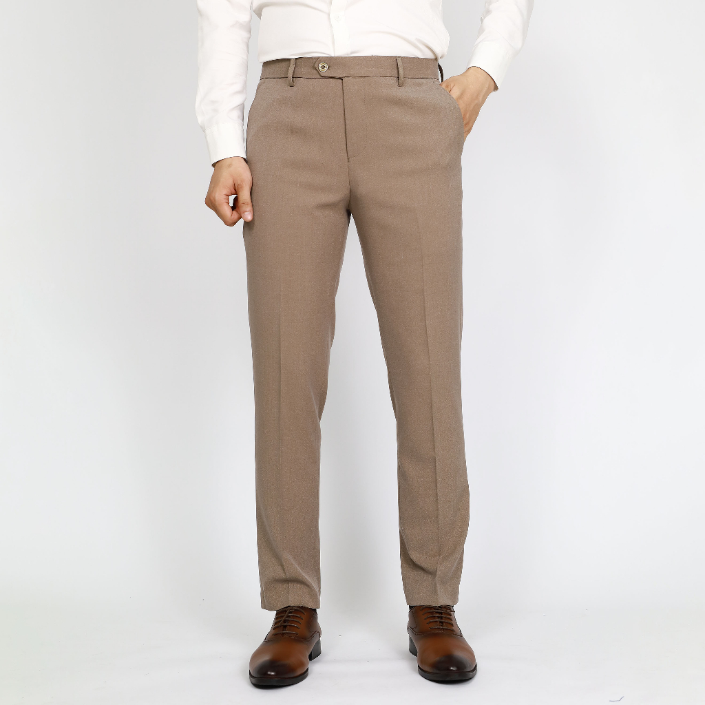 Quần âu nam màu nâu nhạt cao cấp dáng Slimfit, quần tây nam dáng ôm basic sang trọng lịch lãm, Thế Giới Quần Nam
