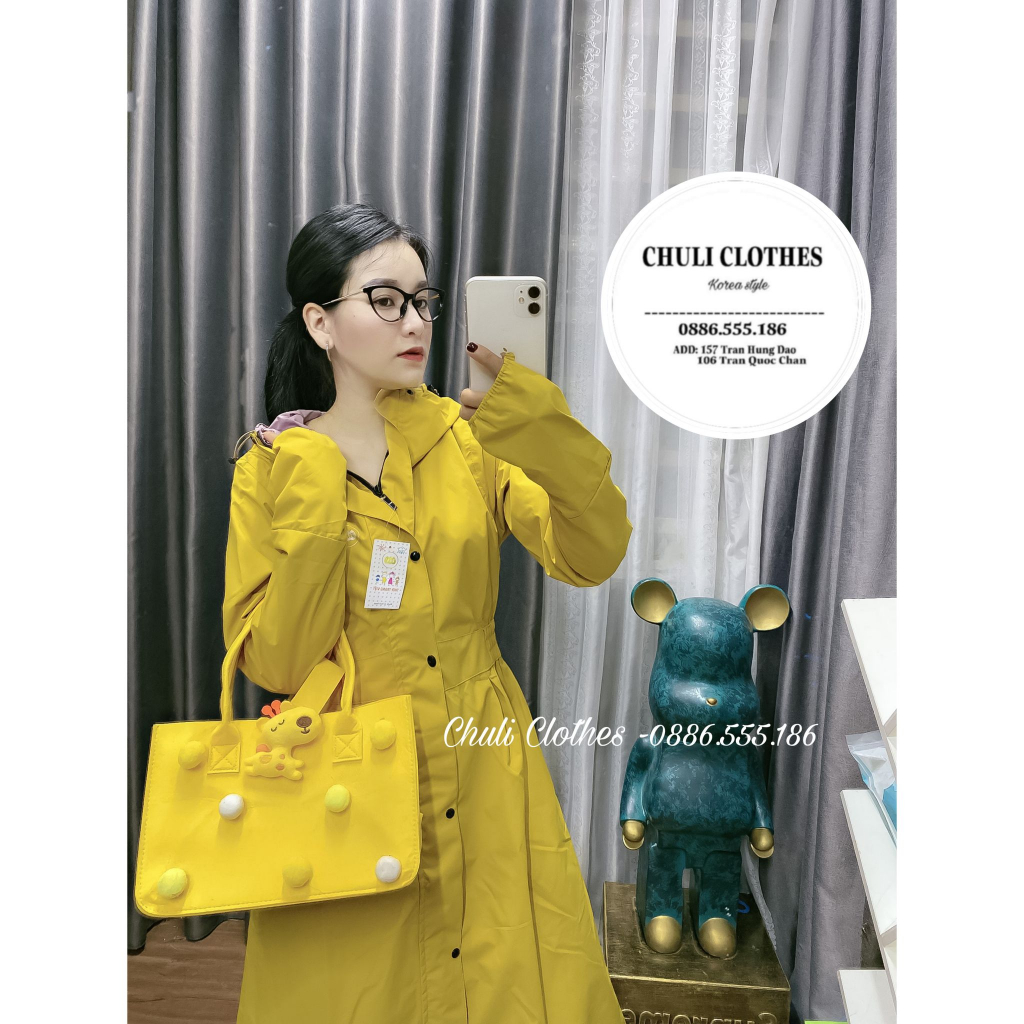 Áo mưa mangto 2 lớp dáng xòe không xẻ sau Chuli - Áo mưa chuli - Áo mưa mỹ nhi - Áo mưa 2 lớp