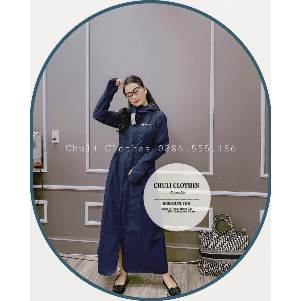Áo mưa mangto 2 lớp dáng xòe không xẻ sau Chuli - Áo mưa chuli - Áo mưa mỹ nhi - Áo mưa 2 lớp