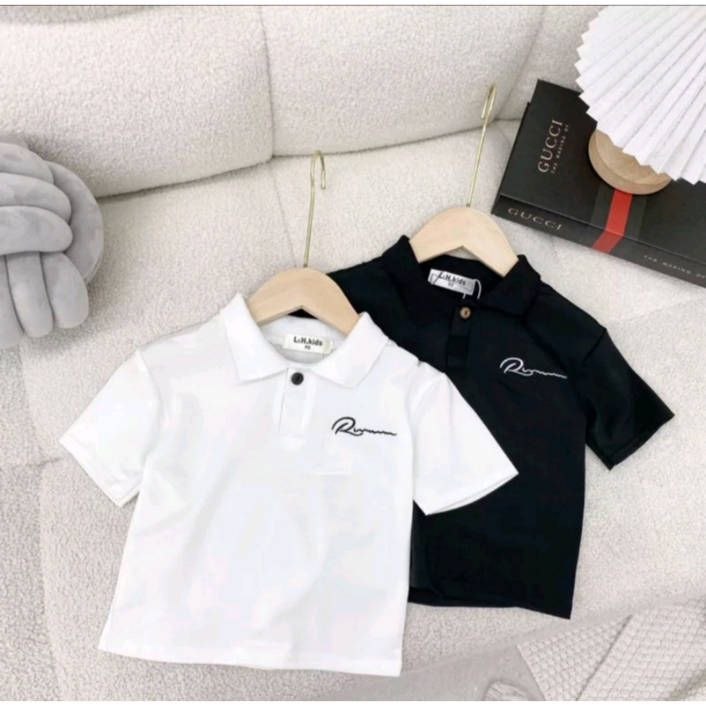 Áo Phông bé trai LINHCHI.KID vải cotton dày dặn thoáng khí đứng dáng-Áo thể thao cổ bẻ cho bé phong cách size từ 10-20kg