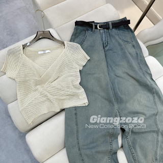 Áo len cộc tay chéo cổ giang zozo qc l1