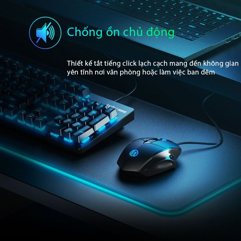 Chuột máy tính gaming chơi game Inphic P1W bản có dây và không dây tắt âm silent 7200 DPI Led RGB - Chính hãng