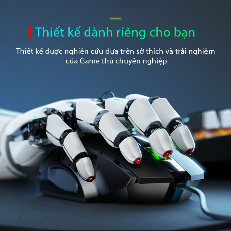 Chuột máy tính gaming chơi game Inphic P1W bản có dây và không dây tắt âm silent 7200 DPI Led RGB - Chính hãng