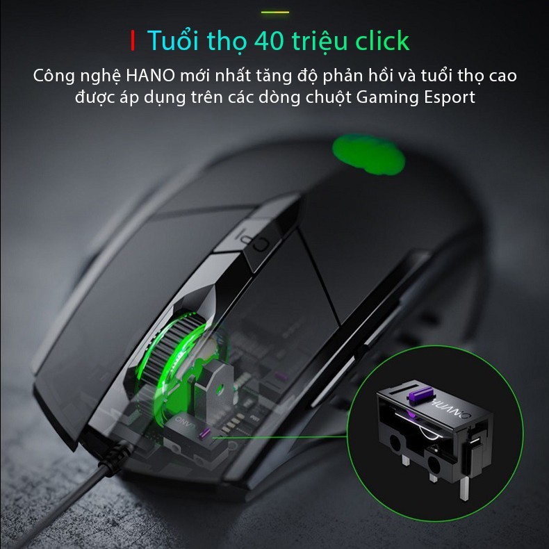 Chuột máy tính gaming chơi game Inphic P1W bản có dây và không dây tắt âm silent 7200 DPI Led RGB - Chính hãng