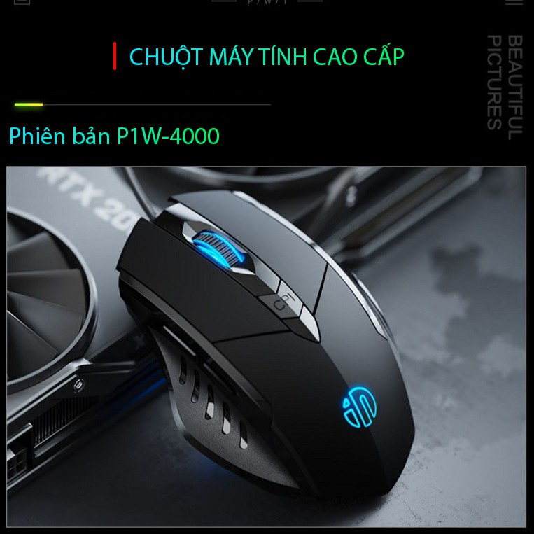 Chuột máy tính gaming chơi game Inphic P1W bản có dây và không dây tắt âm silent 7200 DPI Led RGB - Chính hãng