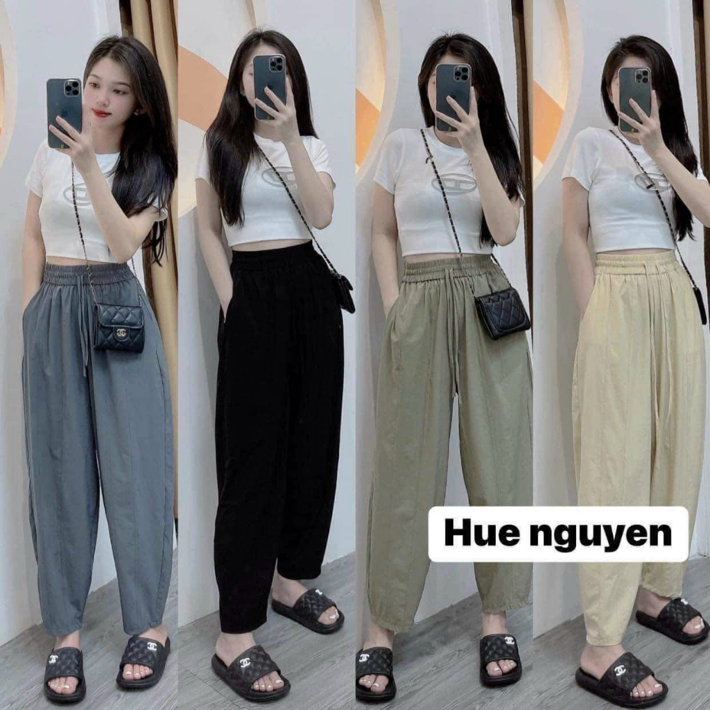 Quần baggy gân thiết kế lưng cao chất liệu gió dễ phối đồ cực kì tôn dáng-MNS