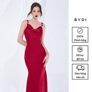 Váy Nữ Thiết Kế Sang Trọng BYDI Fasion, Đầm Phối 2 Dây Cổ Đổ FULL REB Xẻ Tà BYDI Design | PEAU DRESS