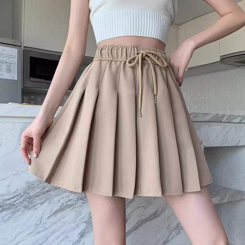 Chân Váy Xếp Ly Lưng Thun Phối Dây Rút Dáng Xòe Phong Cách Hàn Quốc Thời Trang Sugal CV NU 032V3
