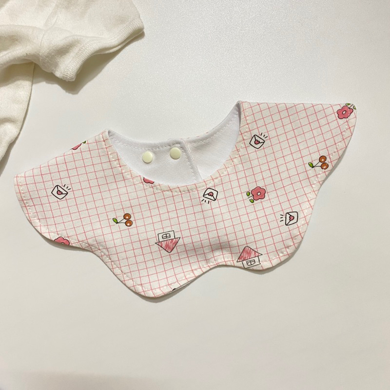 Yếm vải tròn cổ hoa Hàn Quốc chất cotton organic cho em bé từ 0-36m