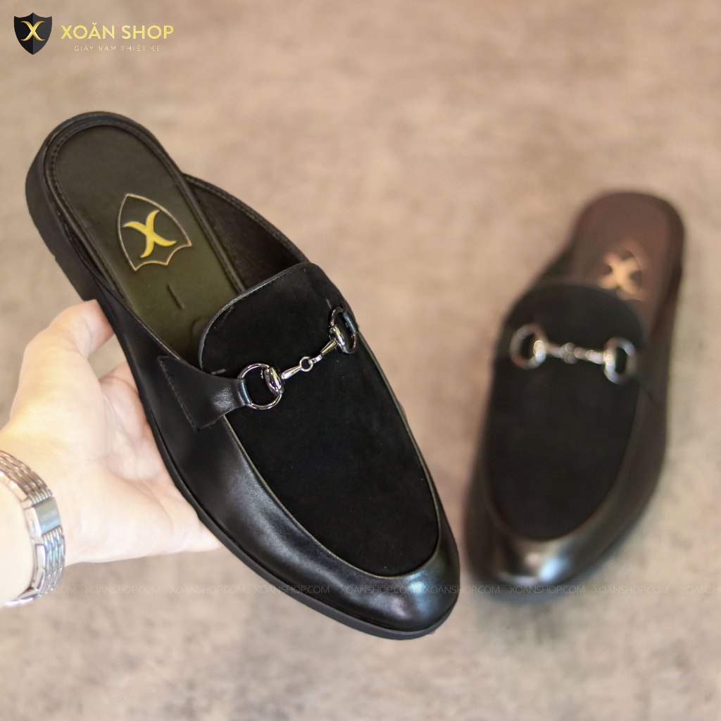 Giày Sục Nam  Da Bò thời thượng Mu Mặt Da Lộn - Mã S001