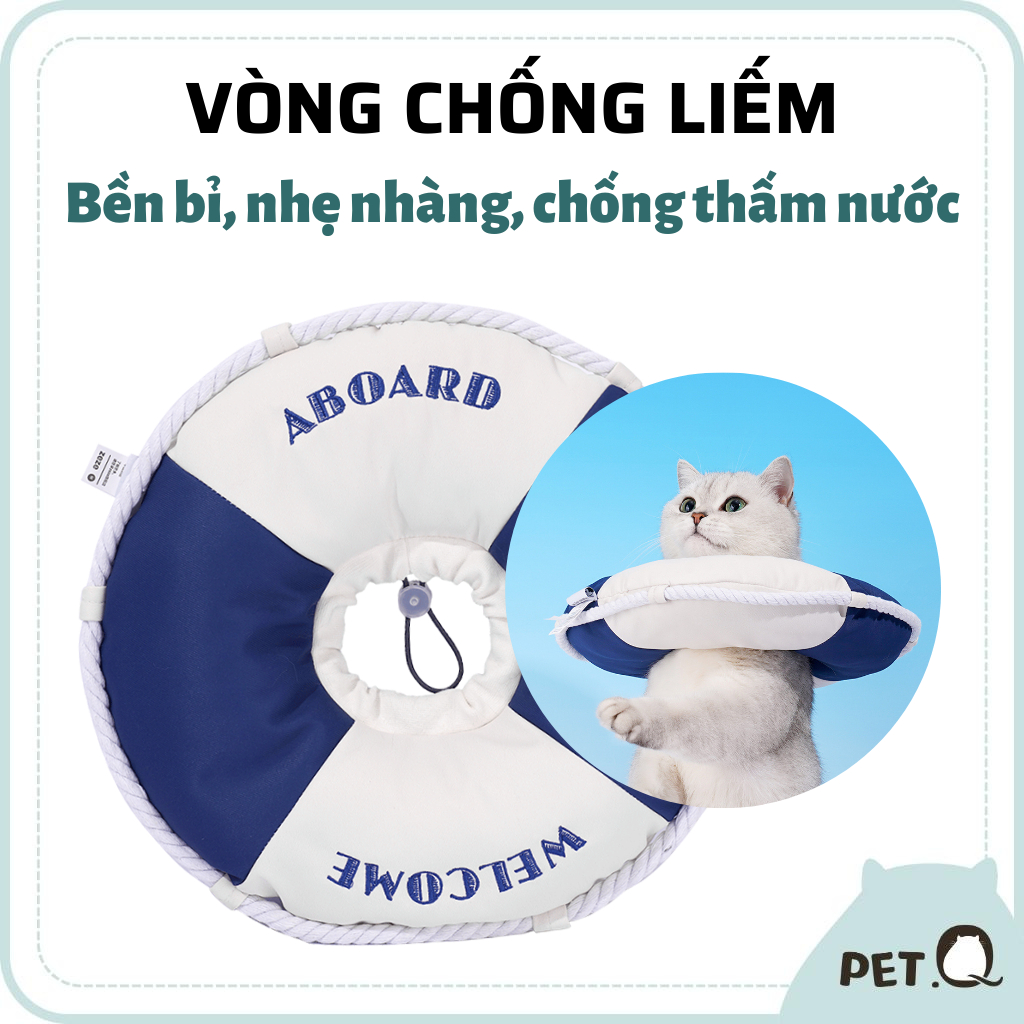 Vòng loa chống liếm cho thú cưng ZEZE, Vòng chống liếm hình phao cứu sinh, Không cản trở, Đường may tinh xảo, Chống nước
