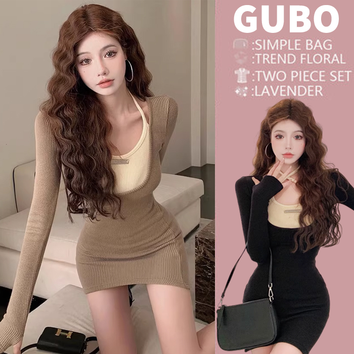 Đầm nữ dáng dáng ôm phong cách retro hot girl có túi đeo hông ulzzang GUBO7902