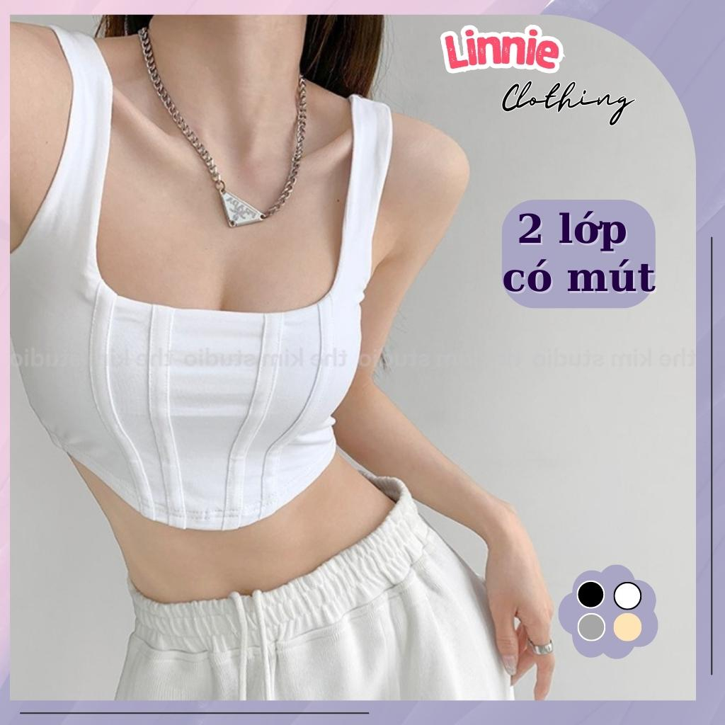 Áo hai dây bản to có mút ngực Linnie may 2 lớp thiết kế vạt bầu hack eo chất vải borip mềm mại co giãn tốt 2D8