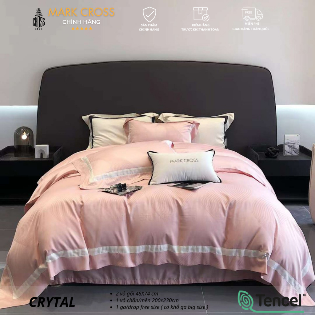 Markcross Crystal - Bộ chăn ga cao cấp chất liệu vải Tencel, mềm, mịn, mát, thoáng khí