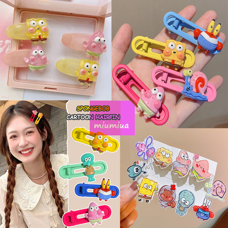 Miumiua🔮Kẹp Tóc Hình Spongebob Bằng Acrylic Xinh Xắn Cho Nữ 2023